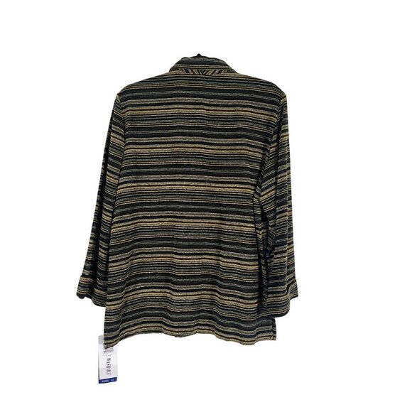 Sag Harbor Striped Jacket 10 Black Western Boho Artsy Textured Workwear Hippie - Picture 3 of 14